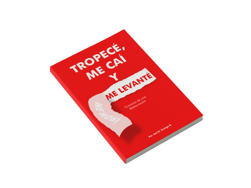 Portada de libro cristiano, Tropecé, caí y me levanté por el pastor Joel Zúñiga de Panamá
